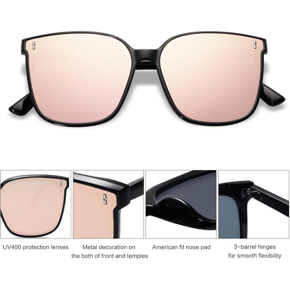 Unisex Square Plastic Sunglasses UV400 Protection for Outdoor Travel - Picture 4 of 6